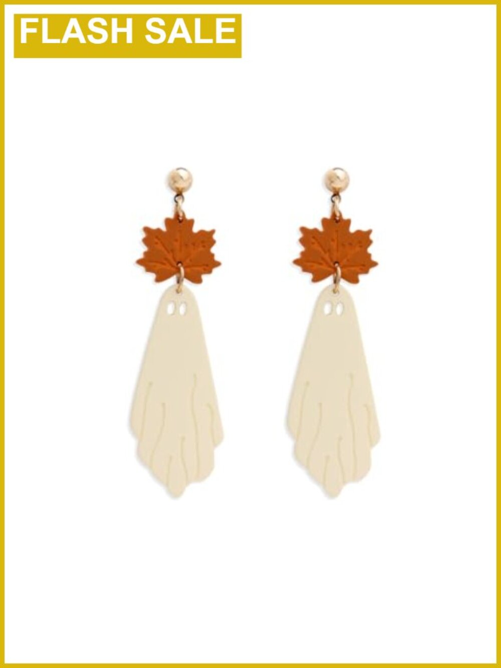 Handmade Wooden Halloween Pumpkin Maple Leaf Dangle Earrings for Women